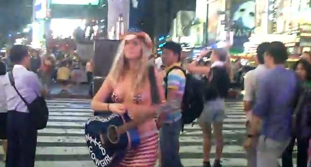 Naked cowgirl on Times Square