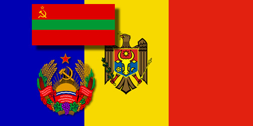 Flags Moldova and Pridnestorviya