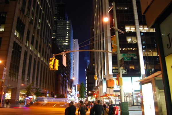 6th Ave Illegal   African Street Wendor near LOVE  Night Time  Manhattan New York NY October 8 2010