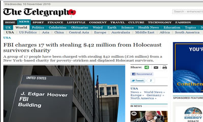 million from Holocaust survivors charity from Telegraph uk