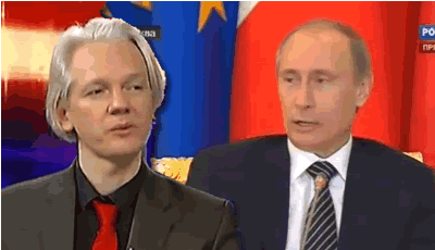 Путин и редактор wikileaks коллаж