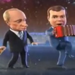 Medvedev and Putin cartoons