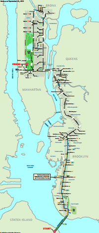 карта марафона в Нью-Йорке 2015 маршрут марафона