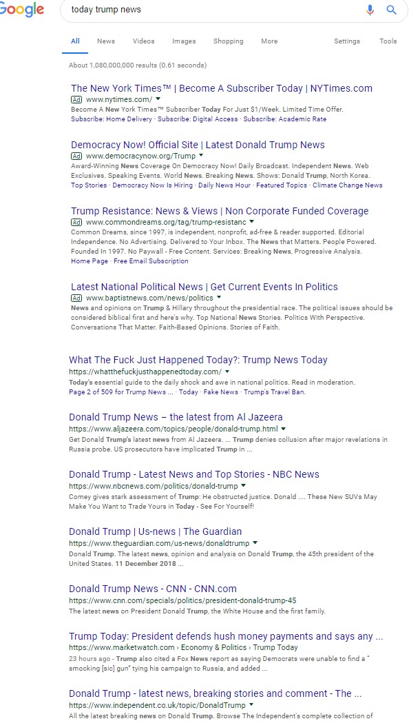 Google Fake News Trump