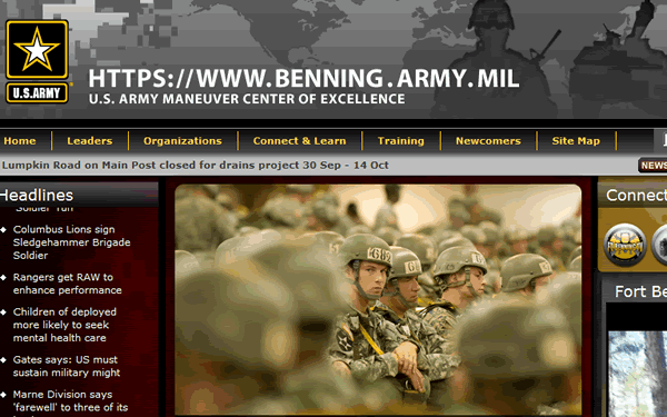 benning.army.mil webpage