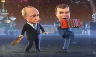 Medvedev and Putin cartoons