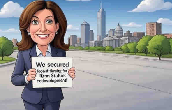 Нью-йорк. Новости от губернатора штата Нью-Йорк Хокул с картинкой политическим юмором шарж