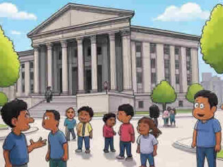 Новости Нью-Йорка - нелегальные иммигрвнты на улицах возле суда - шарж