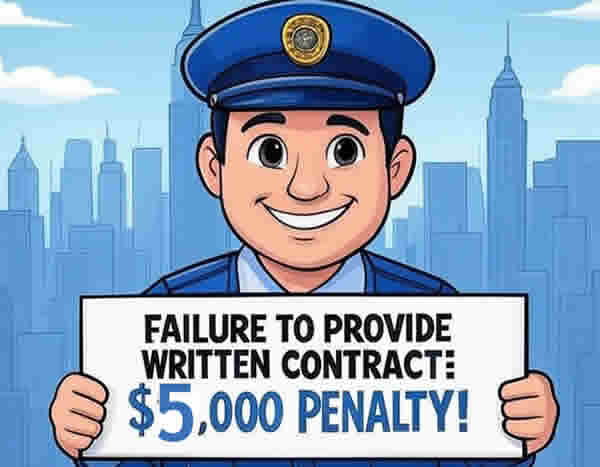 provide a written contract to customers will face a civil penalty of at least $5,000!