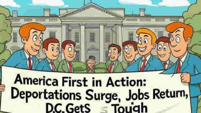 usa White House. America First in Action Deportations Surge Jobs Returns