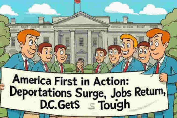 usa White House. America First in Action Deportations Surge Jobs Returns