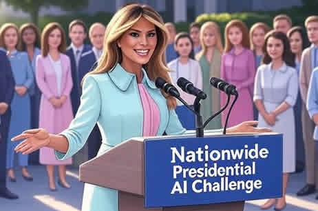 Ноаости США из Нью-Йорка Мелания Трамп обьявила конкурс по Искуственному интеллекту для американских студентов