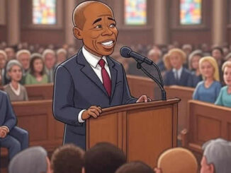 Ноаости СЩА Нью-Йорк. Мэр Нью Йорка Адамс в церкви