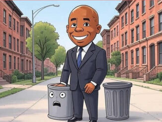 Новости Нью-Йорка. Мэр Адамс и мусорники - шарж карикатура