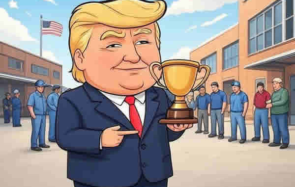 Новости США Дональд Трамп с кубком поддерживает день труда в Америке Юмор