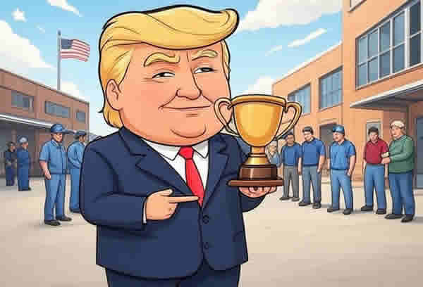 Новости США Дональд Трамп с кубком поддерживает день труда в Америке Юмор