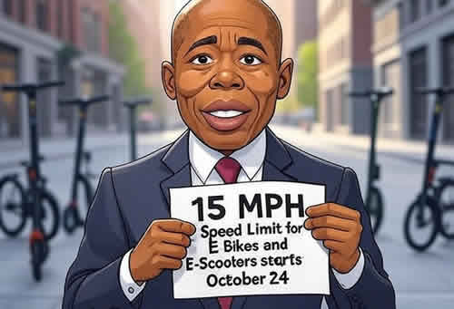 Мэр Нью-Йорка - новости о скорости электро велосипедов в Нью-Йорке ограничена