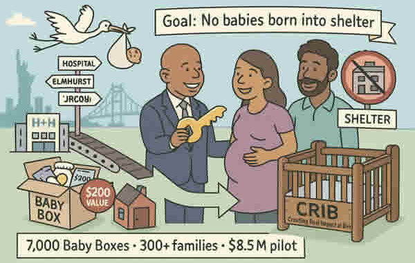 New York. Mayor Adams Unveils CRIB Housing Pilot