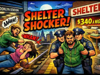 Curtis Signal ( Куртис Сигнал ) нападает на женщин в метро Нью-Йорка. Карикатура