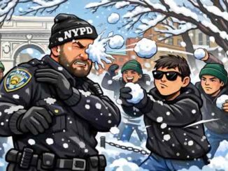 Нью-Йорк. Нападение на офицеров полиции NYPD снежками