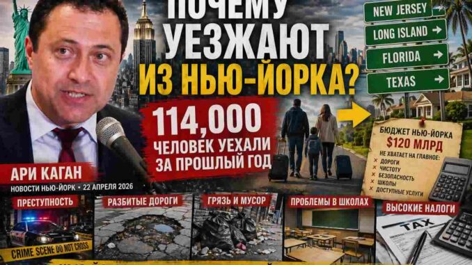 Почему люди уезжают из Нью-Йорка в 2026 году — Ари Каган объясняет причины оттока 114 тысяч жителей: высокая стоимость жизни, преступность и проблемы городской инфраструктуры