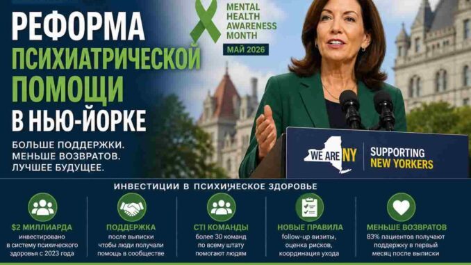 Губернатор Нью-Йорка Кэти Хокул объявляет реформу психиатрической помощи и инвестиции $2 миллиарда в систему здравоохранения штата