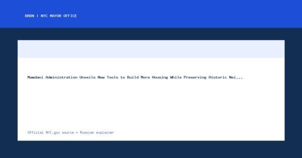 Mamdani Administration Unveils New Tools to Build More Housing While Preserving Historic Nei... - NYC Mayor Office official news