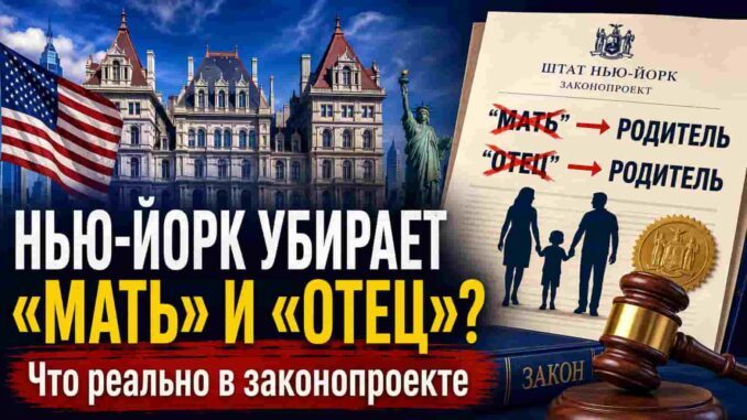 В штате Нью-Йорке демпартийцы — законодатели убирают слова “мать” и “отца” из законов. Что скрыто в законопроекте A8382A/S9316 - news image
