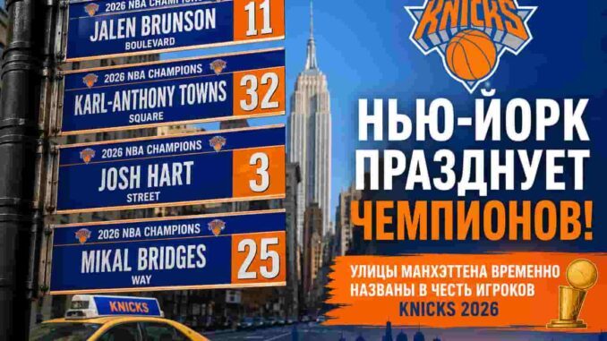 Мэр Мамдани чествует команду чемпионов НБА Нью-Йорк Никс 2026» временными переименованиями