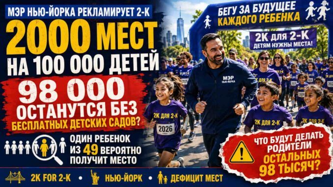 Мэр Мамдани и NYRR провели забег 2K for 2-K в Нью-Йорке, чтобы привлечь семьи к новой программе бесплатного ухода за детьми - person in news image