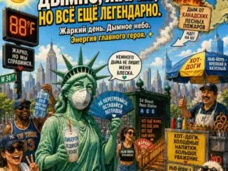 Американский юмор - карикатура Нью-Йорк 17 июля 2027 года