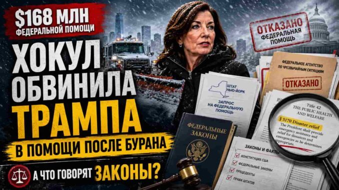 Хокул обвинила администрацию Трампа в отказе Нью-Йорку после снежной бури. А что говорят законы?