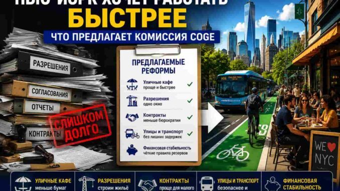 Нью-Йорк Комиссия по повышению эффективности работы правительства опубликовала предварительный отчет — главное отрытие: бюрократия работает медленно