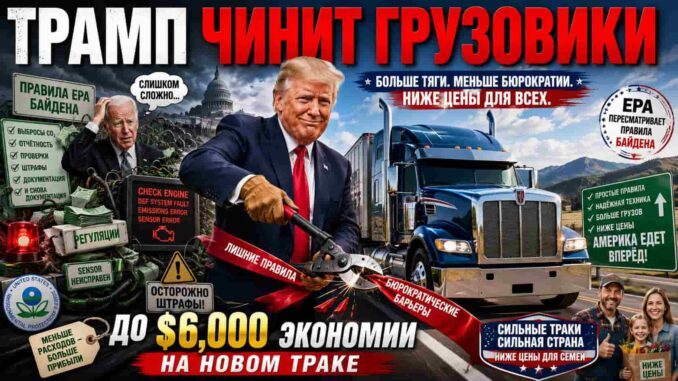 Трамп чинит грузовики после “экологического квеста” Байдена: EPA обещает сэкономить дальнобойщикам до $6,000 на новом траке - news image
