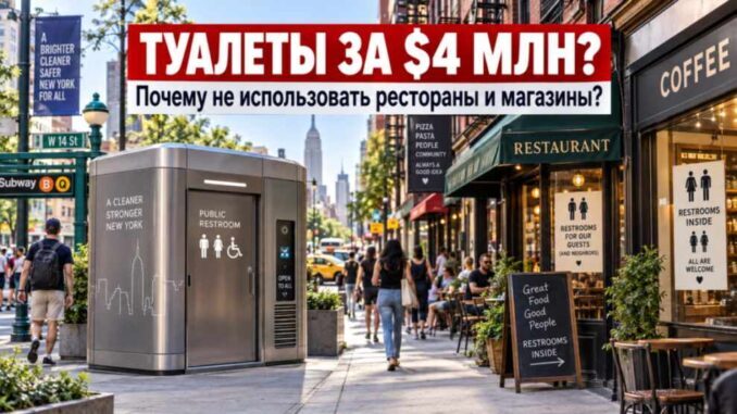 Нью-Йорк тратит $4 млн на 17 новых туалетов. Почему бы не платить ресторанам и магазинам за доступ к уже существующим? - person in news image