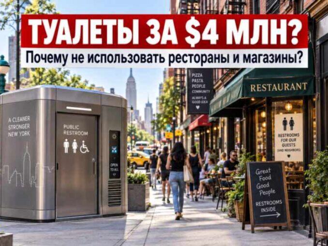 Нью-Йорк тратит $4 млн на 17 новых туалетов. Почему бы не платить ресторанам и магазинам за доступ к уже существующим? - person in news image
