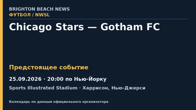 Футбол: Chicago Stars — Gotham FC — 25.09.2026 · 20:00 по Нью-Йорку, Sports Illustrated Stadium