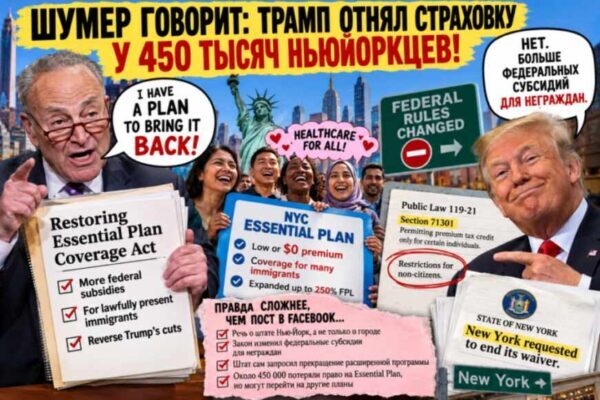 Cенатор Шумер спасает 450 тысяч ньюйоркцев от Трампа.  Деньги на страховку …  неграждан? - news image
