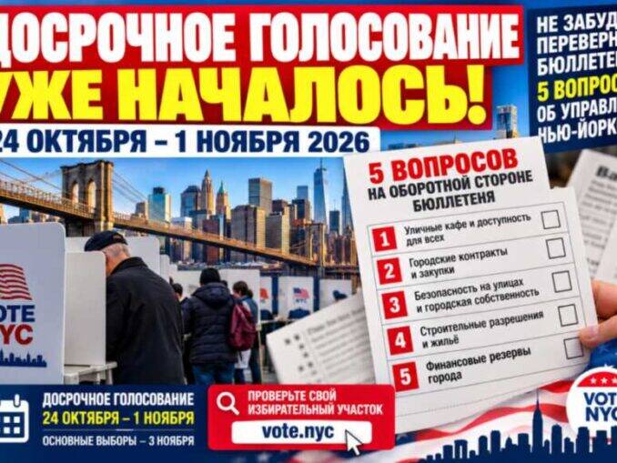 В Нью-Йорке началось досрочное голосование: пять вопросов на обороте бюллетеня могут изменить управление городом - news image