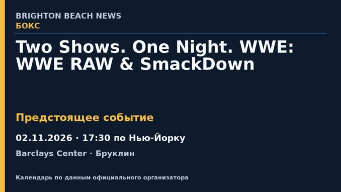 Бокс: Two Shows. One Night. WWE: WWE RAW & SmackDown — 02.11.2026 · 17:30 по Нью-Йорку, Barclays Center