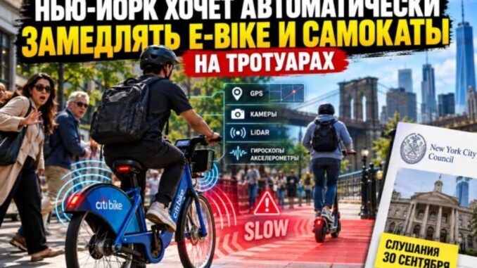Нью-Йорк. Горсовет хочет автоматически замедлять электровелосипеды и электросамокаты на тротуарах: как будет работать новая технология - news image