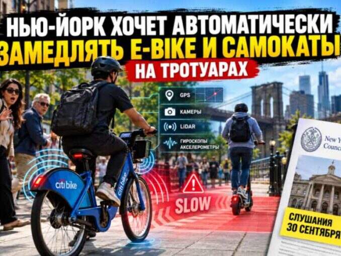 Нью-Йорк. Горсовет хочет автоматически замедлять электровелосипеды и электросамокаты на тротуарах: как будет работать новая технология - news image